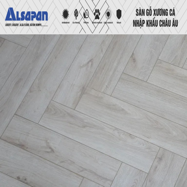 Sàn Gỗ Xương Cá Alsapan 435 12mm nhập khẩu từ Pháp
