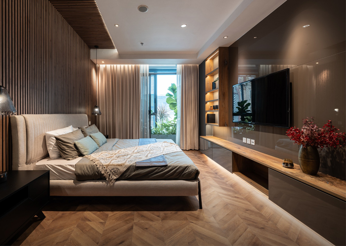 Phòng ngủ hợp phong thủy với sàn gỗ Châu Âu
