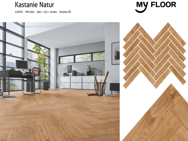 Sàn Gỗ Xương Cá Đức My Castle Herringbone MH1001