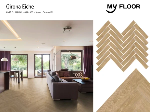 Sàn Gỗ Xương Cá Đức My Castle Herringbone MH1002